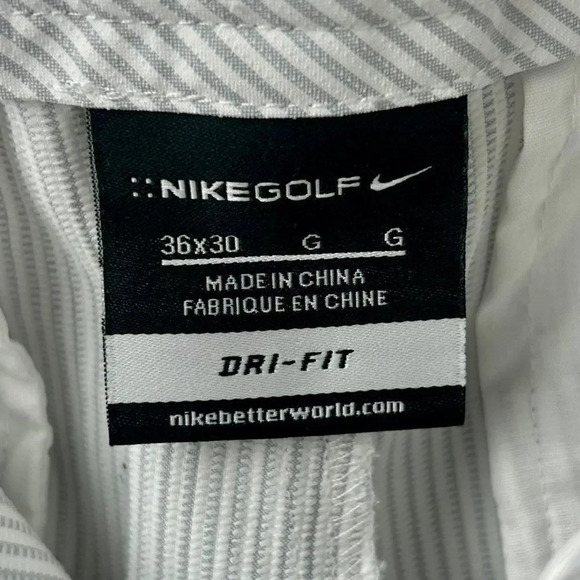 Nike Golf Pants Men Size 36 x 30 Stripe Moisture Wicking Active Sport Gray White - Picture 8 of 8